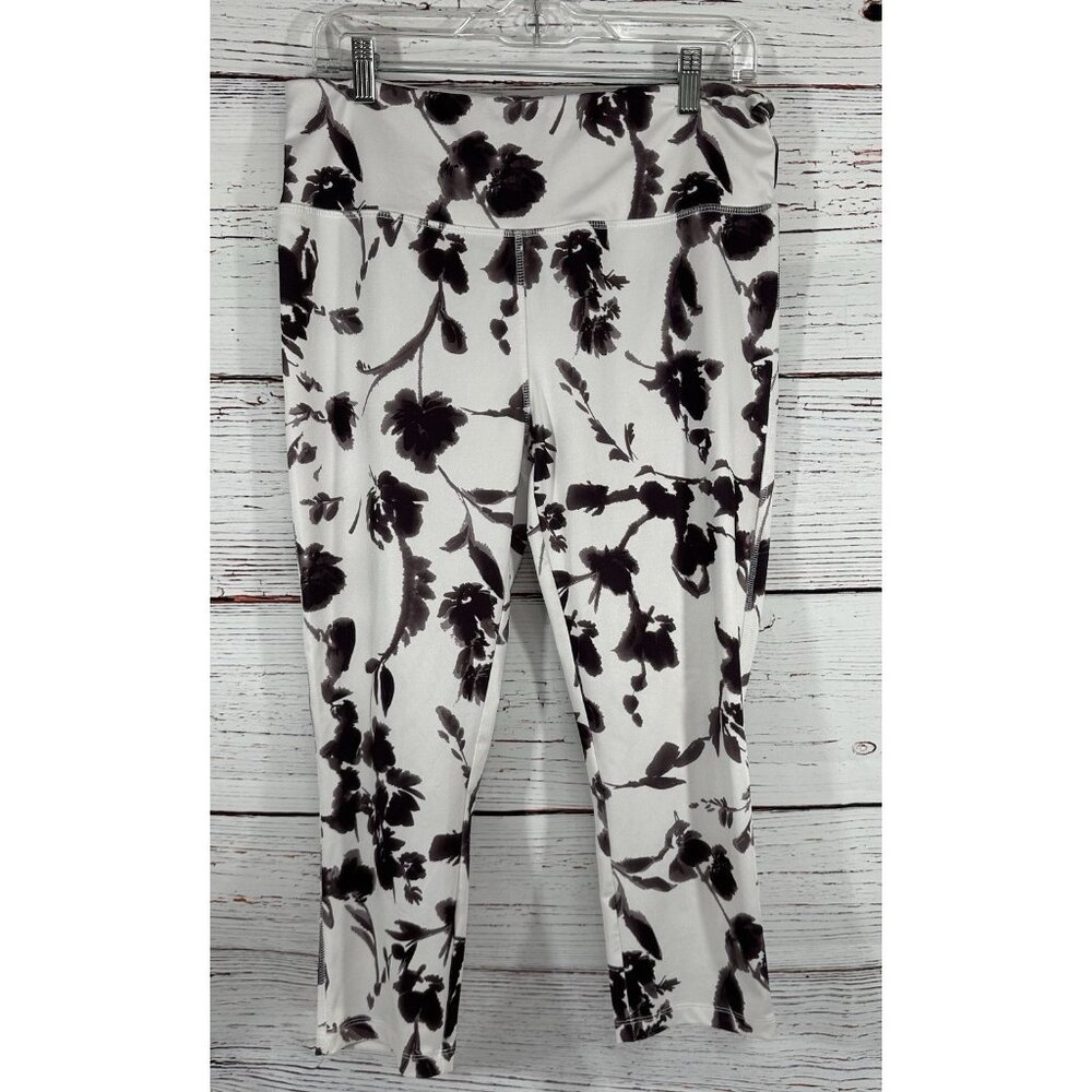 Vogo Athletica Womens XL Elation Water Flower Leggings Yoga Gym Athleisure White